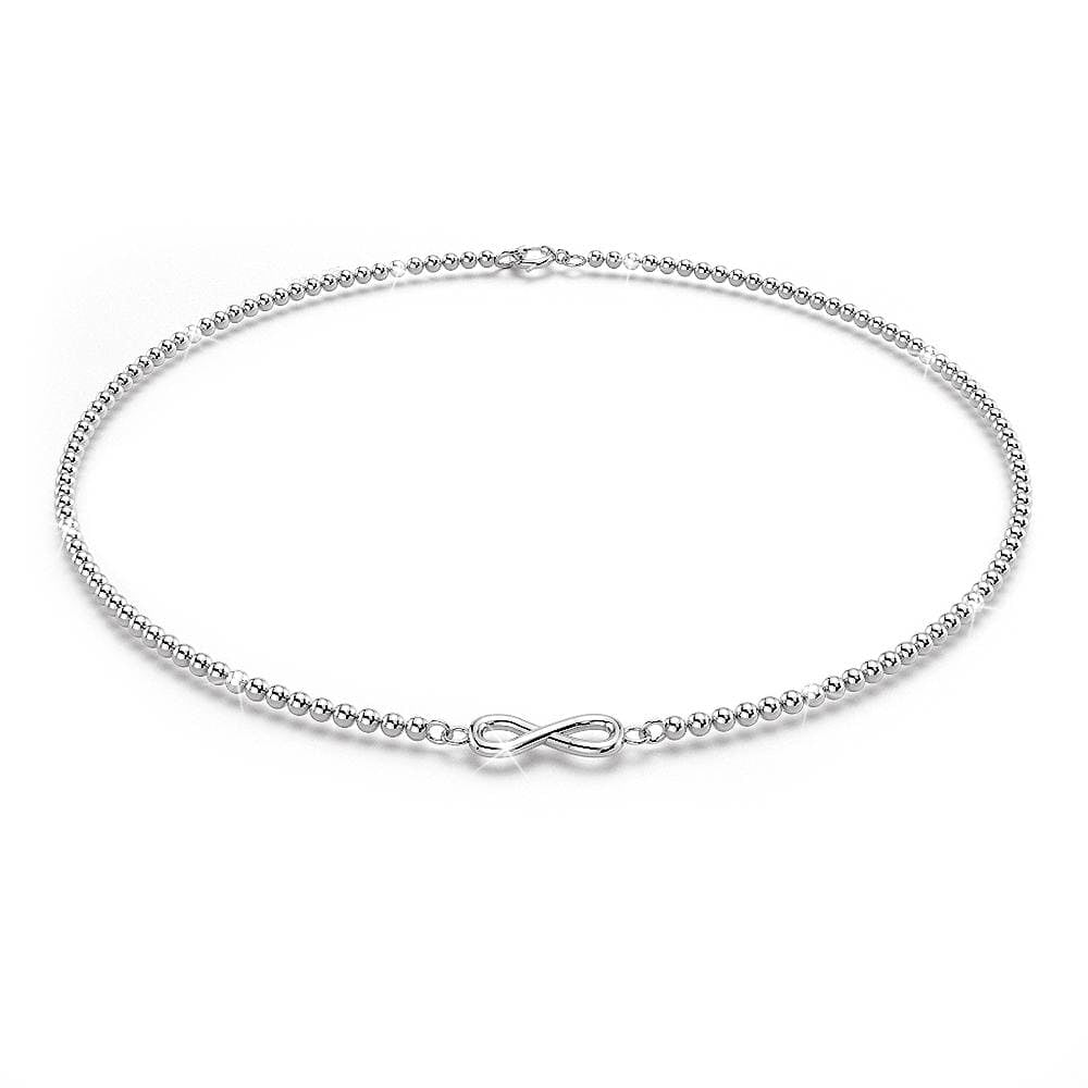 Solid 925 Sterling Silver Infinity Charm Beaded Anklet - Brilliant Co