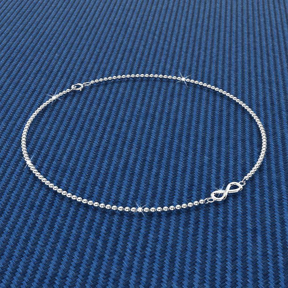 Solid 925 Sterling Silver Infinity Charm Beaded Anklet - Brilliant Co