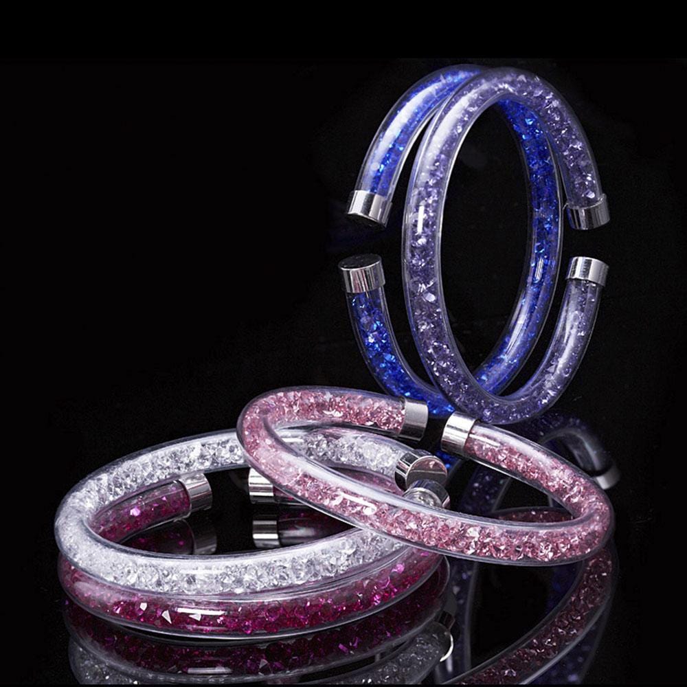 Solid 925 Sterling Silver Viva La Krystal Bangle (Blue)