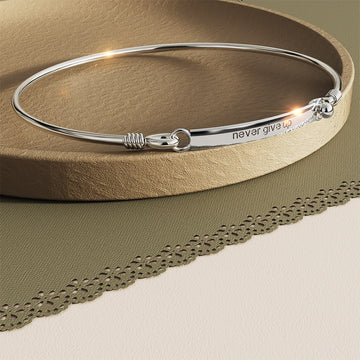 Solid 925 Sterling Silver Never Give Up Bangle