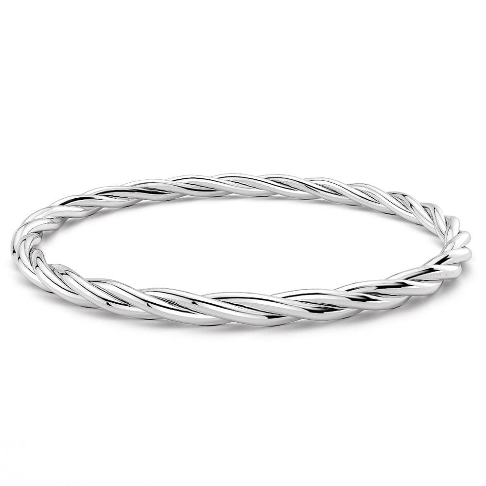 Solid 925 Sterling Silver Twist Bangle