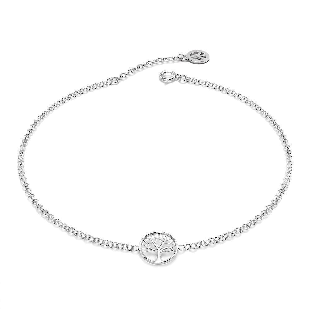 Solid 925 Sterling Silver Tree Of Life Charm Bracelet