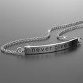 Solid 925 Sterling Silver Bar Bracelet Never Give Up