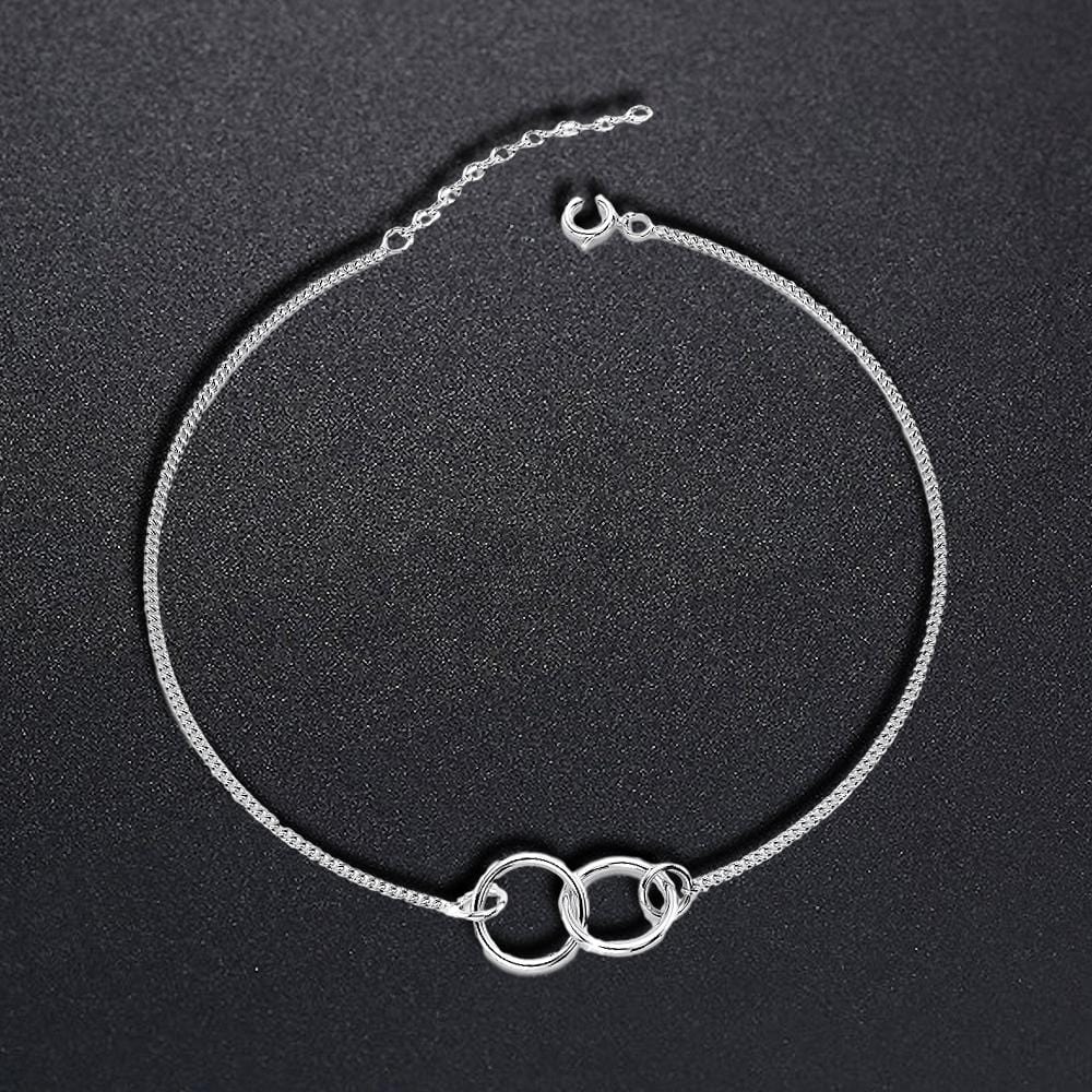 Solid 925 Sterling Silver Twin Loop Interlocked Bracelet