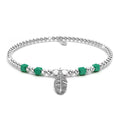 Solid 925 Sterling Silver Turquoise Gemstone & Leaf Charm Bead Bracelet