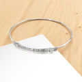 Solid 925 Sterling Silver Never Give Up Bar Bangle