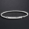 Solid 925 Sterling Silver Never Give Up Bar Bangle