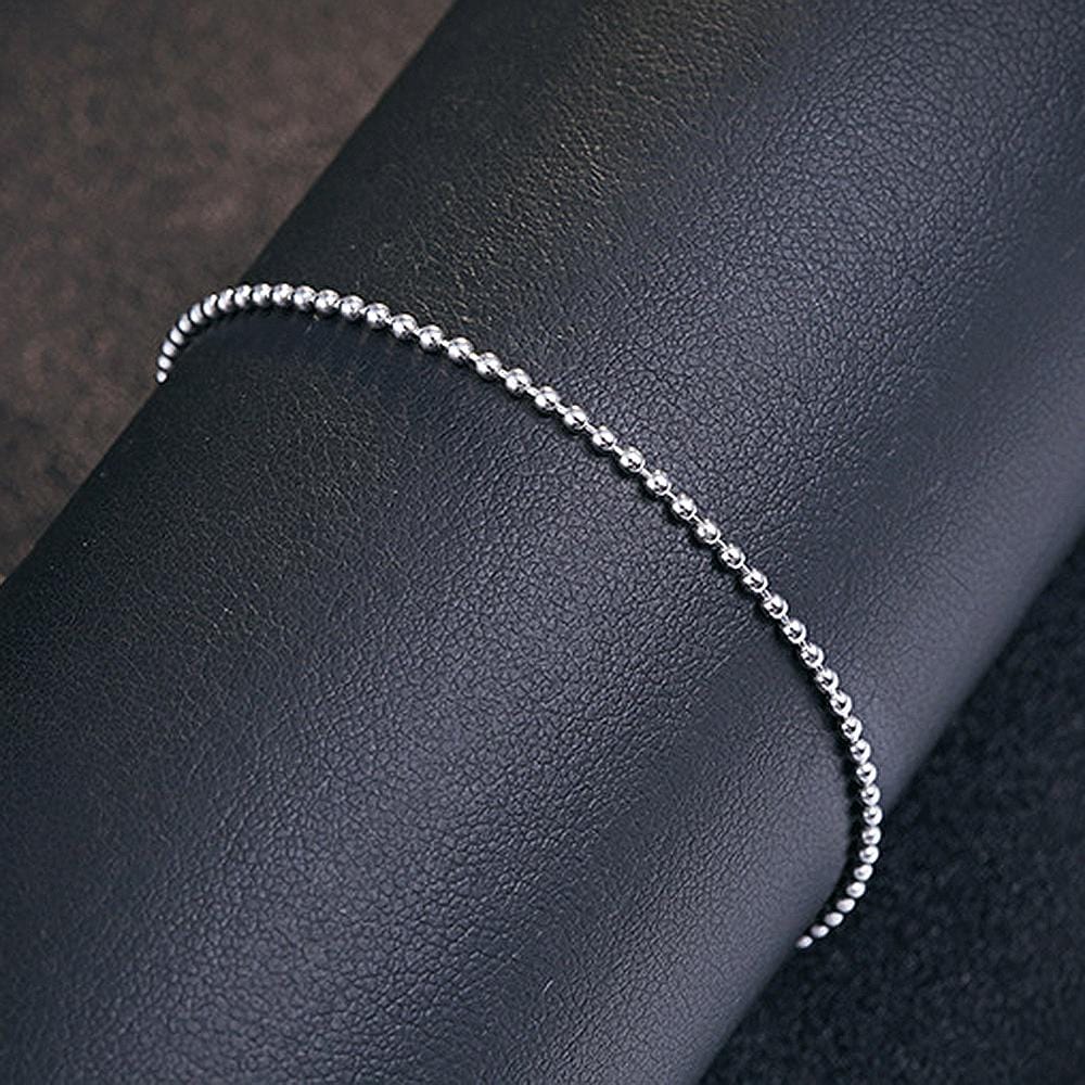 Solid 925 Sterling Silver Round Bead Bracelet