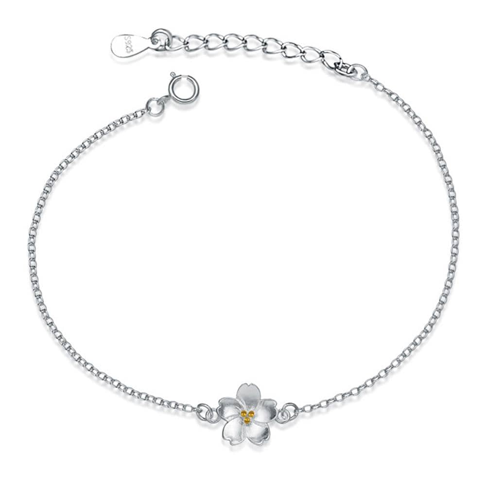 Solid 925 Sterling Silver White Blossom Bracelet