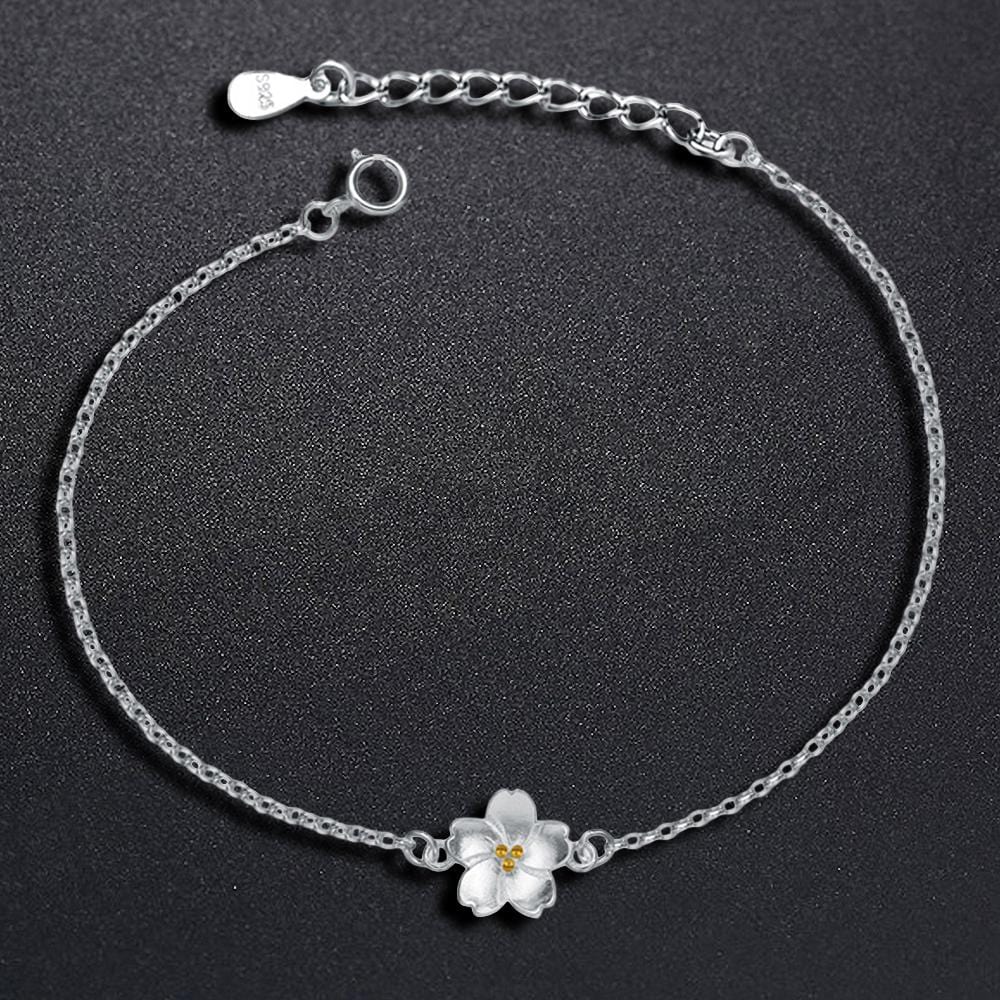 Solid 925 Sterling Silver White Blossom Bracelet