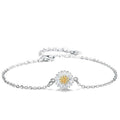 Solid 925 Sterling Silver White Chamomile Flower Bracelet