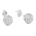 Solid 925 Sterling Silver Shamballa Ball Studs Clear - Brilliant Co
