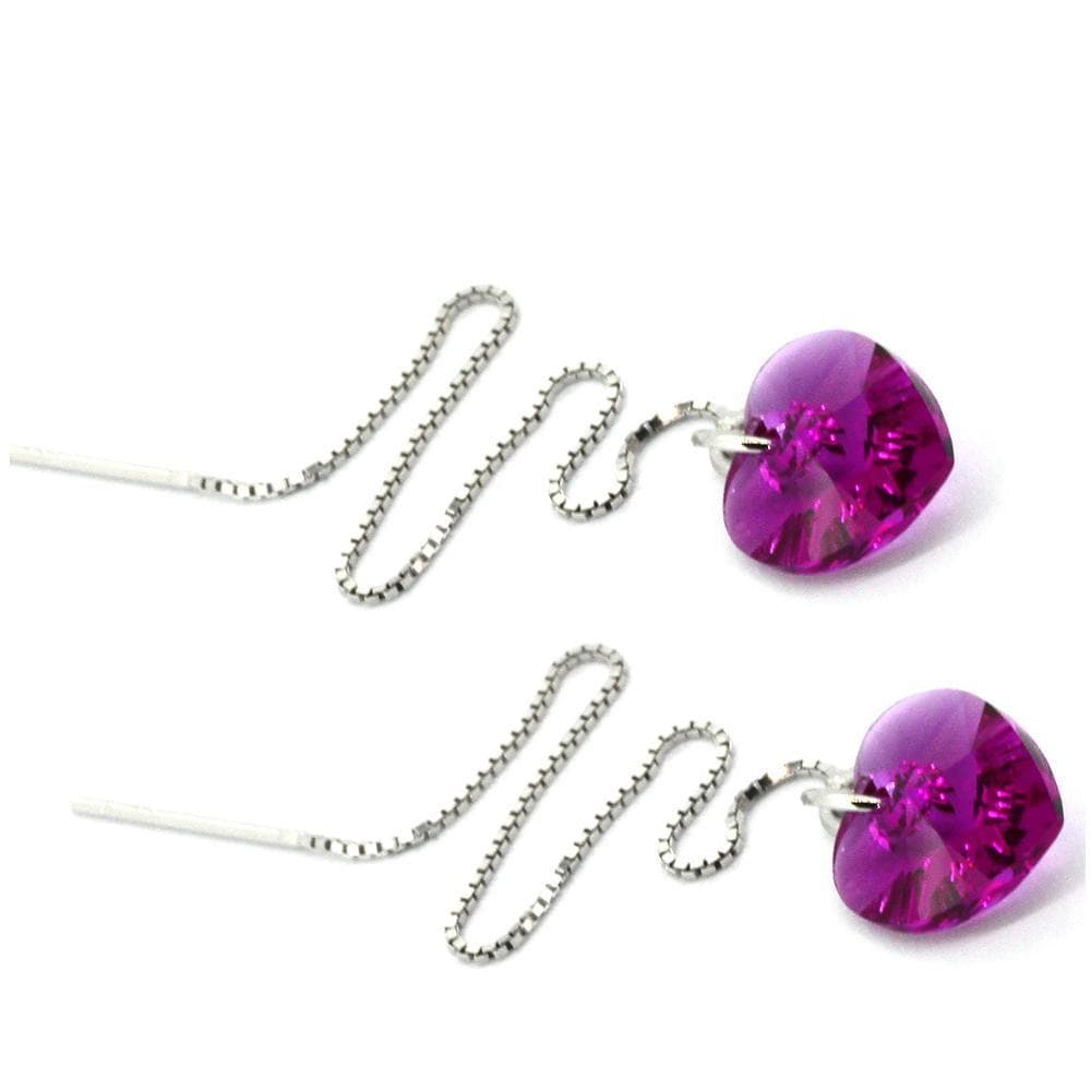 Solid 925 Sterling Silver Fuchsia Threaders Embellished with Swarovski  crystals