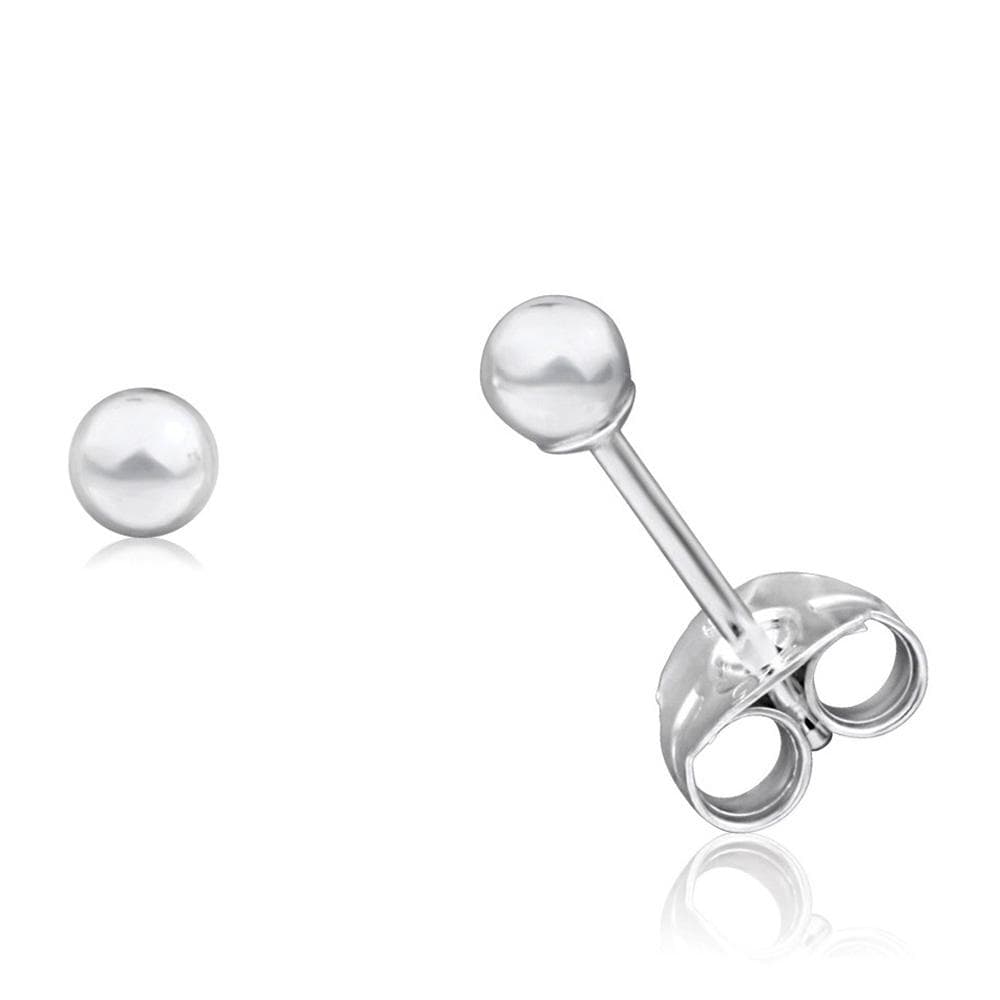 Solid 925 Sterling Silver Silver Ball Studs 2mm - Brilliant Co