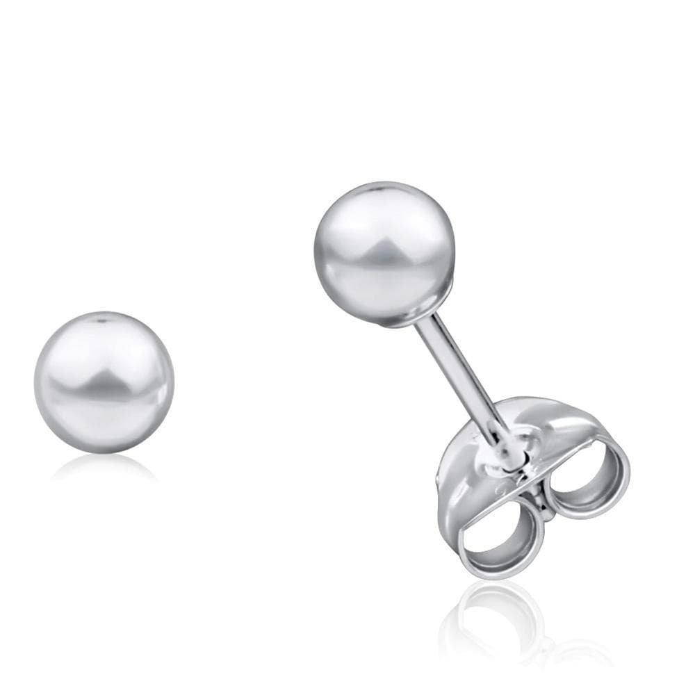 Solid 925 Sterling Silver Silver Ball Stud 3.5mm - Brilliant Co
