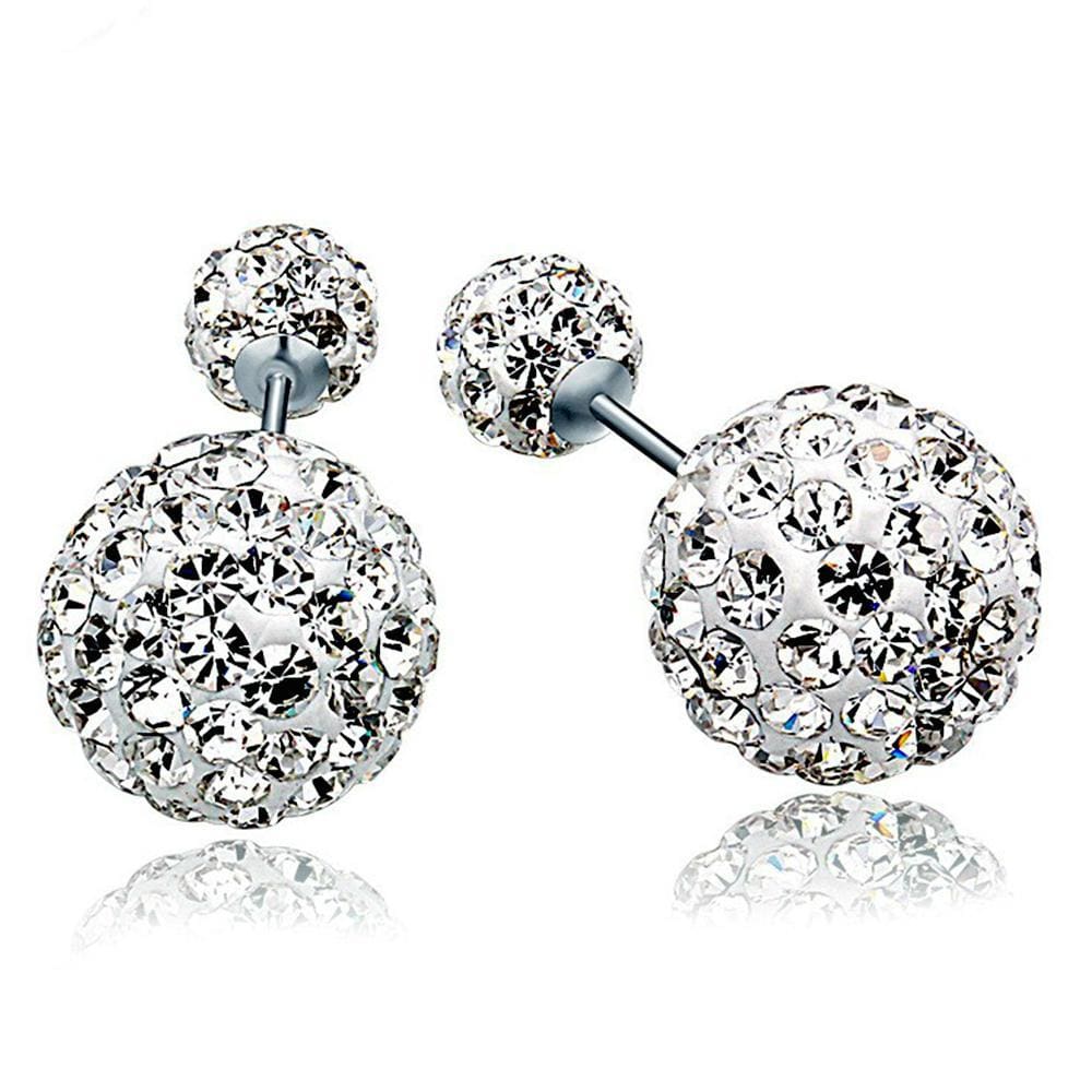 Solid 925 Sterling Silver Silver Sparkle By Duo Earrings - Brilliant Co