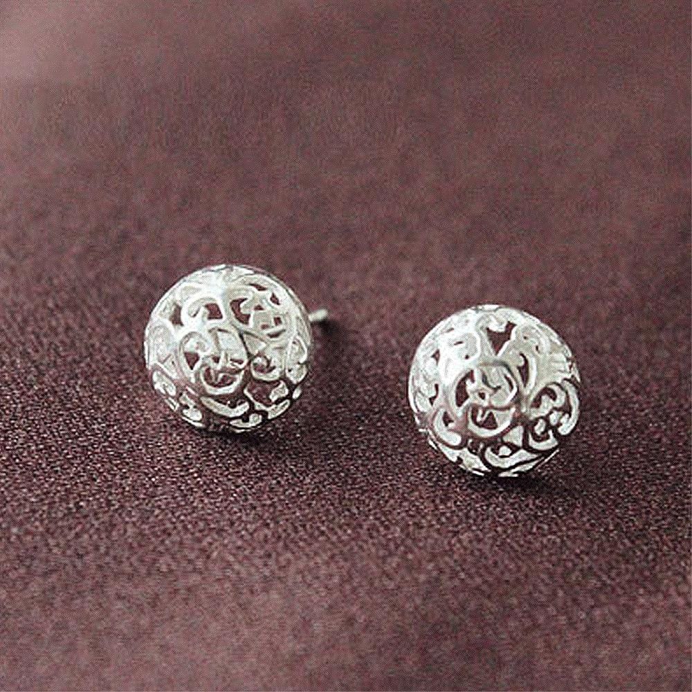 Solid 925 Sterling Silver Filigree Emboss Silver Earrings - Brilliant Co