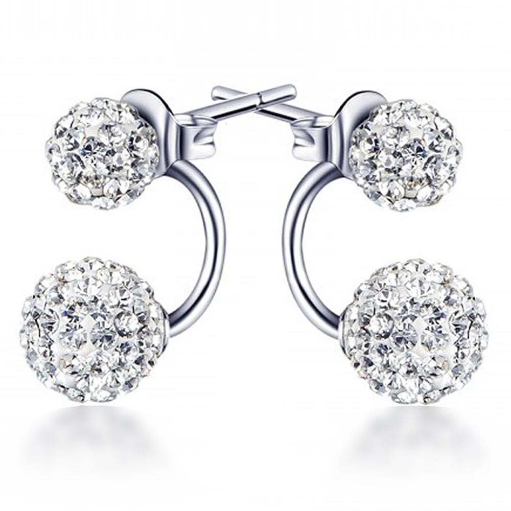 Solid 925 Sterling Silver Deuce Silver Shamballa Earrings - Brilliant Co