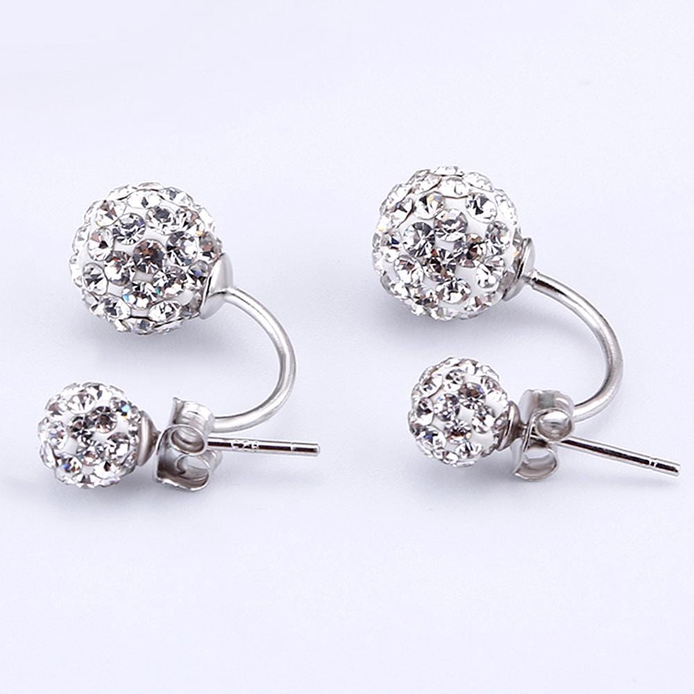 Solid 925 Sterling Silver Deuce Silver Shamballa Earrings - Brilliant Co