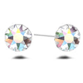 Solid 925 Sterling Silver Crystal Studs Ab