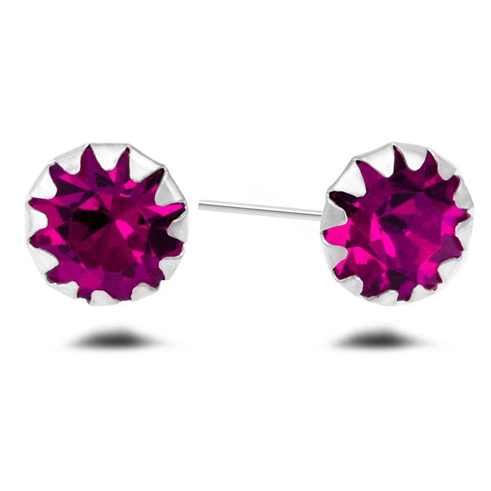 Solid 925 Sterling Silver Crystal Studs Pink - Brilliant Co