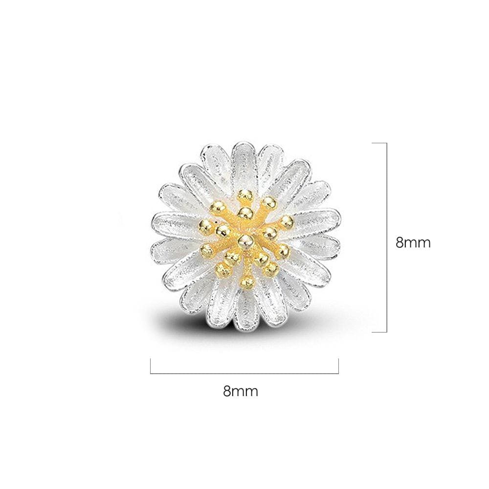 Solid 925 Sterling Silver Daisy In Bloom Studs Earrings - Brilliant Co