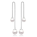 Solid 925 Sterling Silver Pearl Threader Earrings - Brilliant Co