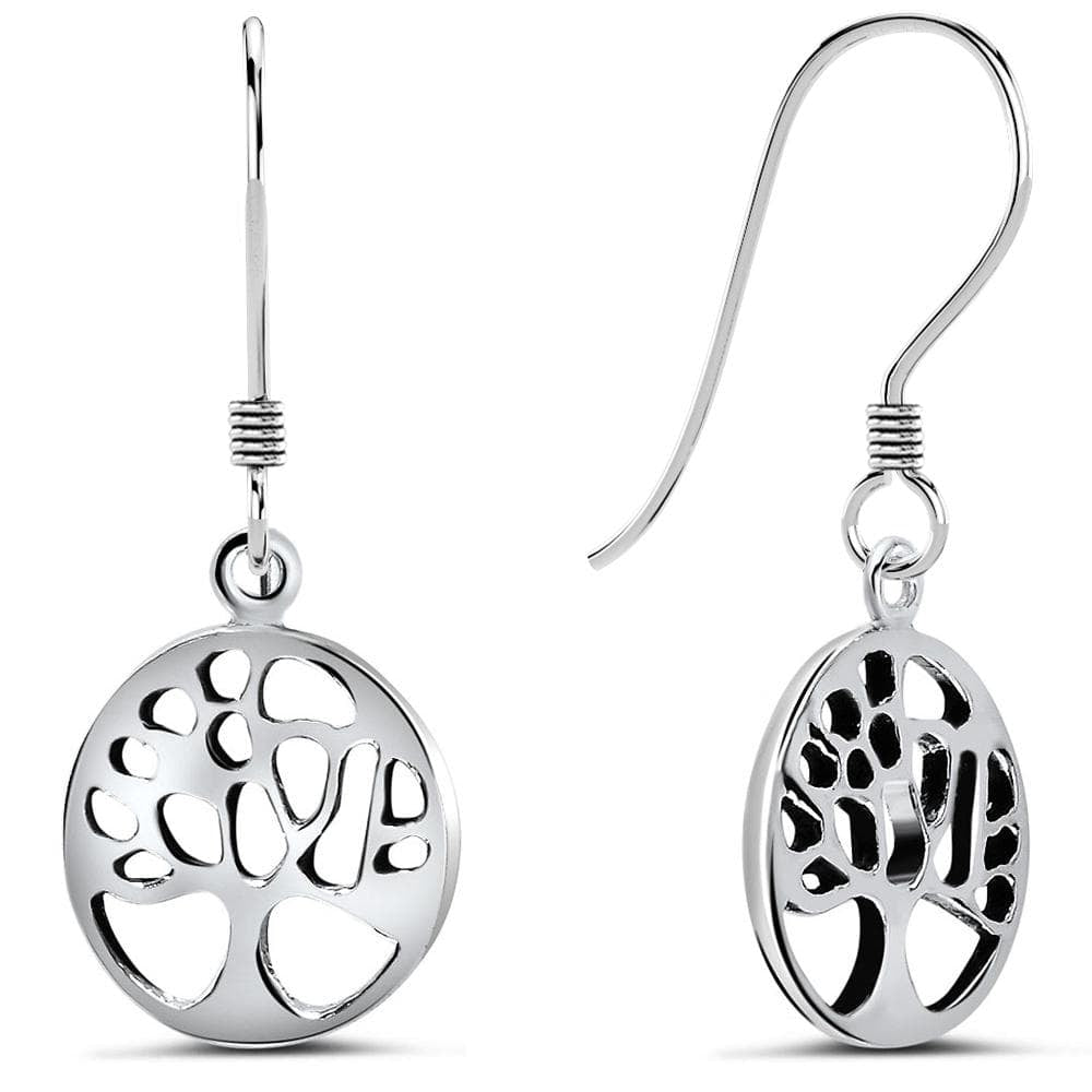 Solid 925 Sterling Silver Tree Of Life Earrings - Brilliant Co