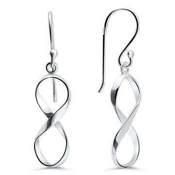 Solid 925 Sterling Silver Infinity French Hook Earrings - Brilliant Co
