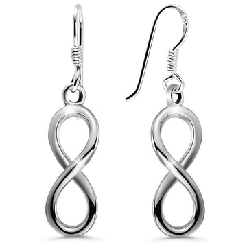 Solid 925 Sterling Silver Infinity French Hook Earrings