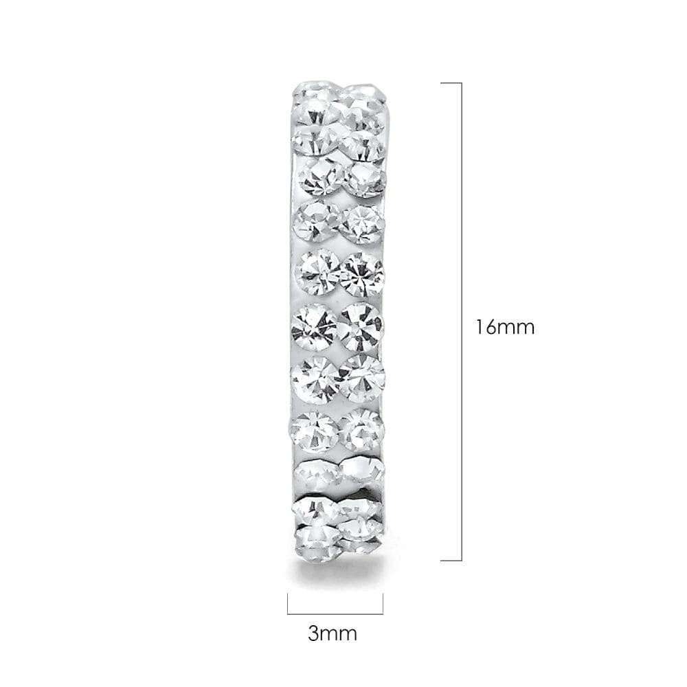 Solid 925 Sterling Silver Crystal C Hoop Earrings - Brilliant Co