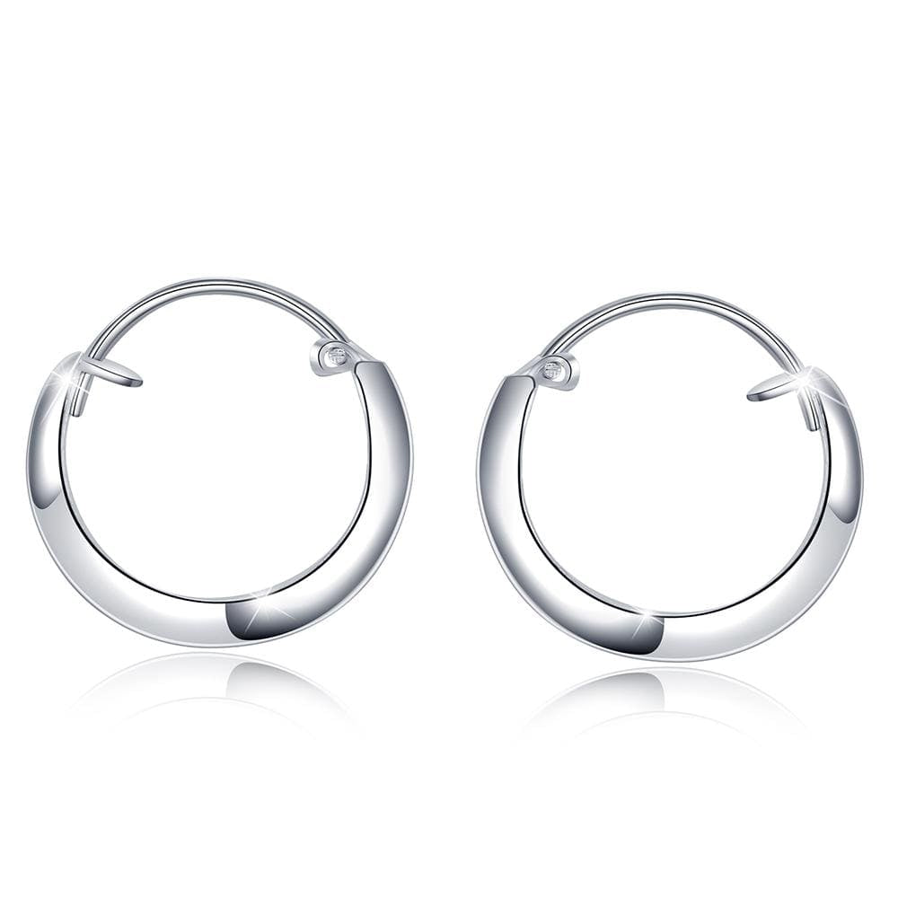 Solid 925 Sterling Silver Classic V-Line Hoop Earrings 10mm - Brilliant Co