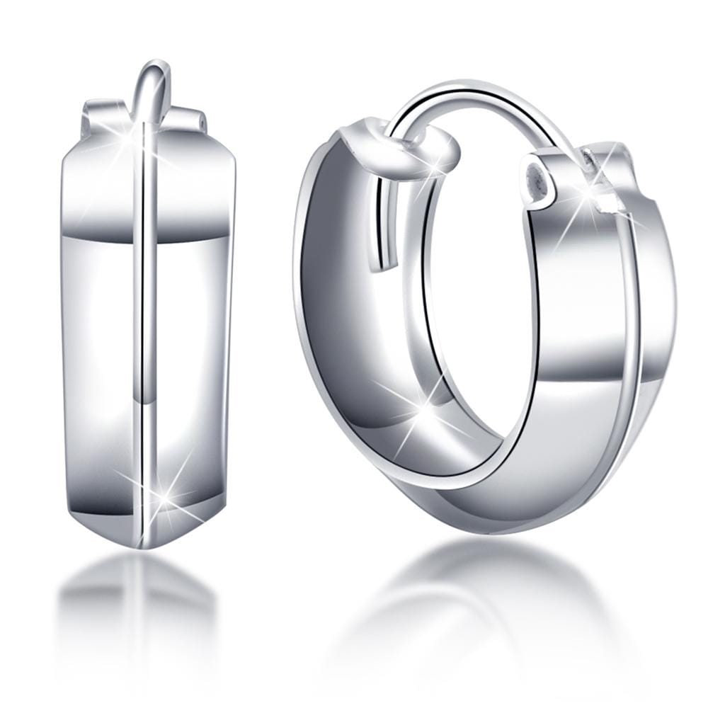 Solid 925 Sterling Silver Classic V-Line Hoop Earrings 12mm - Brilliant Co
