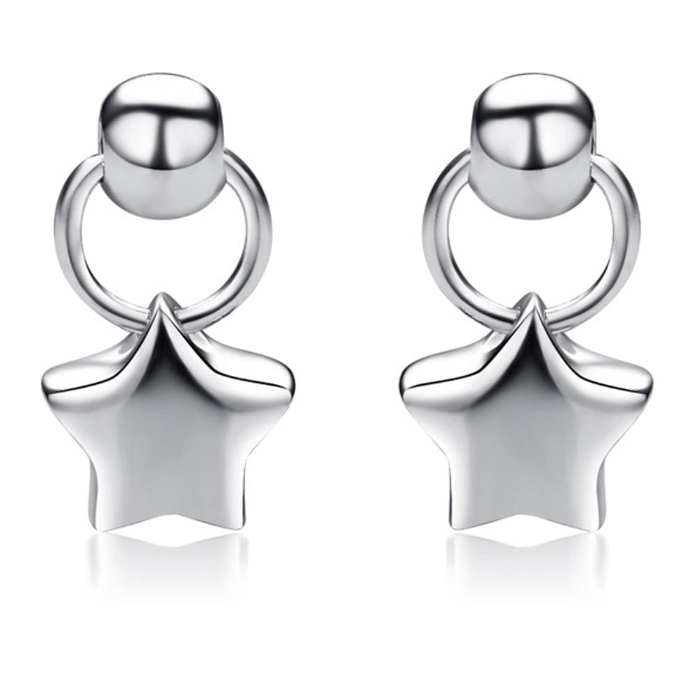 Solid 925 Sterling Silver Enchanting Star Drop Earrings
