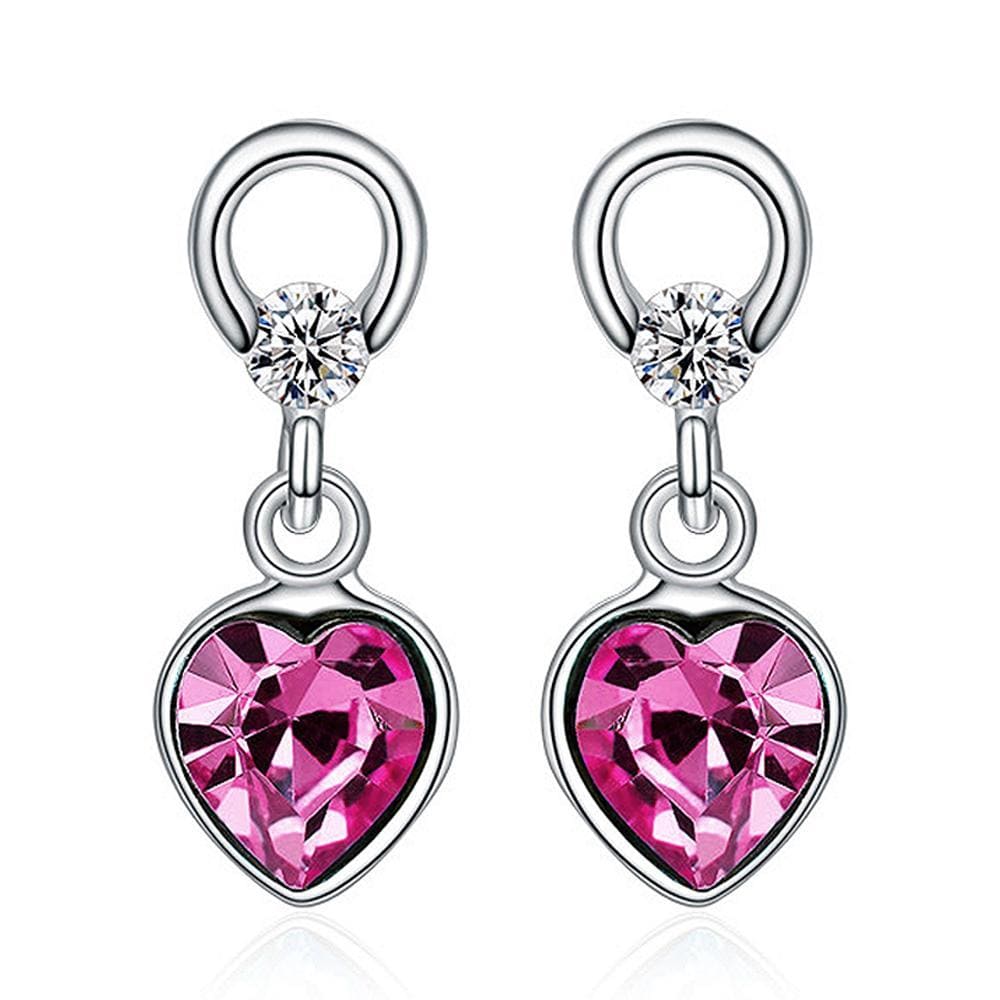 Solid 925 Sterling Silver Hearts Delight Drop Earrings Embellished with Swarovski  crystals
