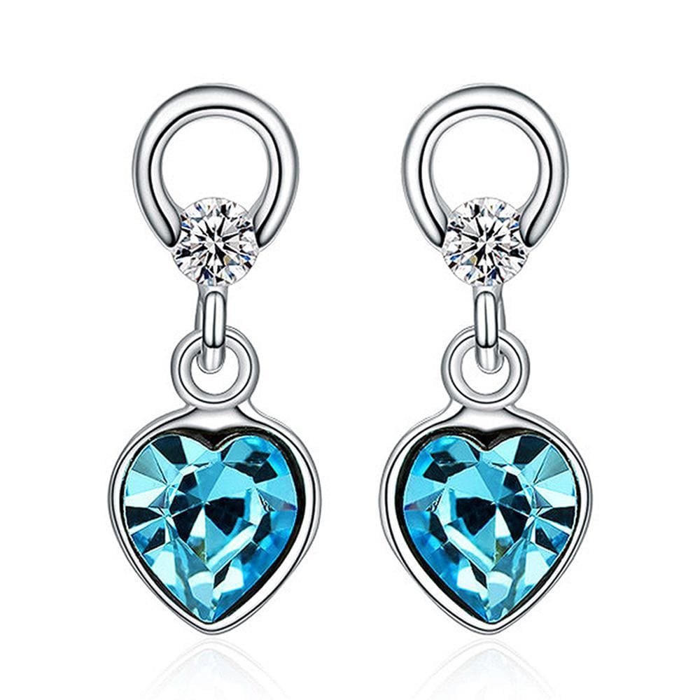 Solid 925 Sterling Silver Hearts Delight Drop Earrings Embellished with Swarovski  crystals