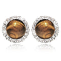 Solid 925 Sterling Silver Tiger's Eye Stud Earrings - Brilliant Co