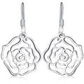 Solid 925 Sterling Silver Highly Polished Rose French Hook Earrings