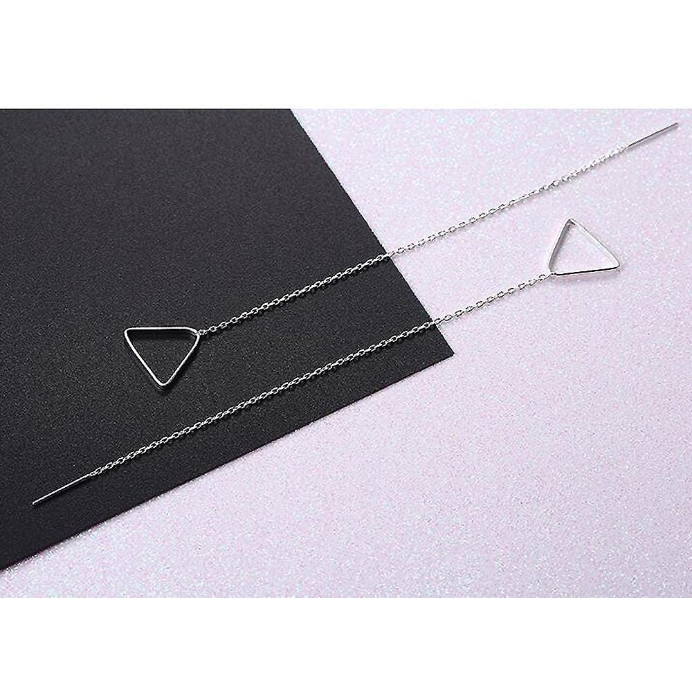 Solid 925 Sterling Silver Triangle Threader Earrings - Brilliant Co