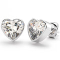 Solid 925 Sterling Silver Heart Bezel Studs Clear - Brilliant Co
