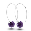 Solid 925 Sterling Silver Round Amethyst Dangle Earrings