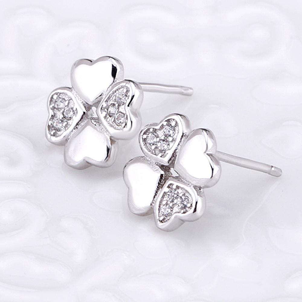 Solid 925 Sterling Silver Heart Petals Studs Earrings - Brilliant Co