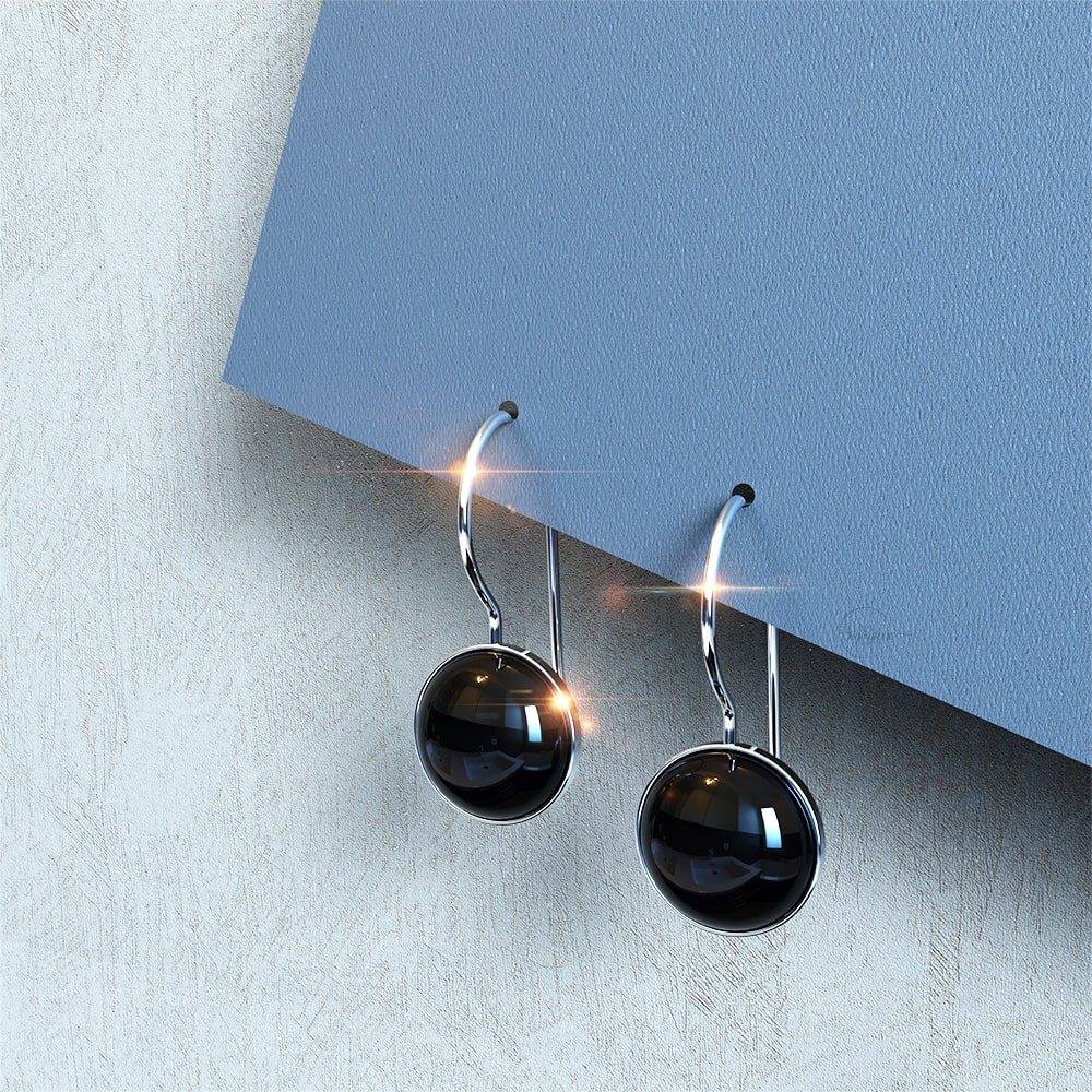 solid-925-sterling-silver-black-onyx-earrings-round-cabochon-1