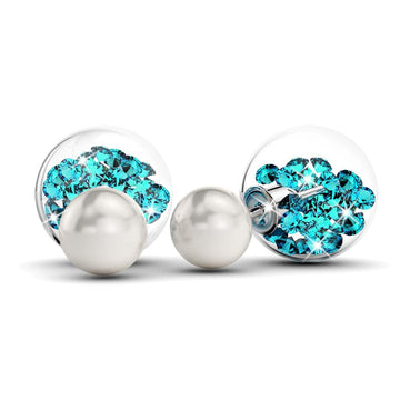 Solid 925 Sterling Silver Isella Bubble Crystal Pearl Earrings