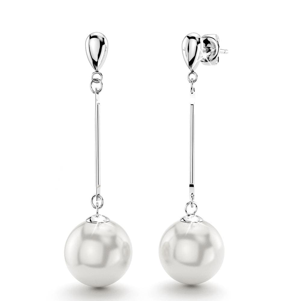 Solid 925 Sterling Silver Reko  Drop Earrings Embellished with Swarovski Crystal Pearls - Brilliant Co