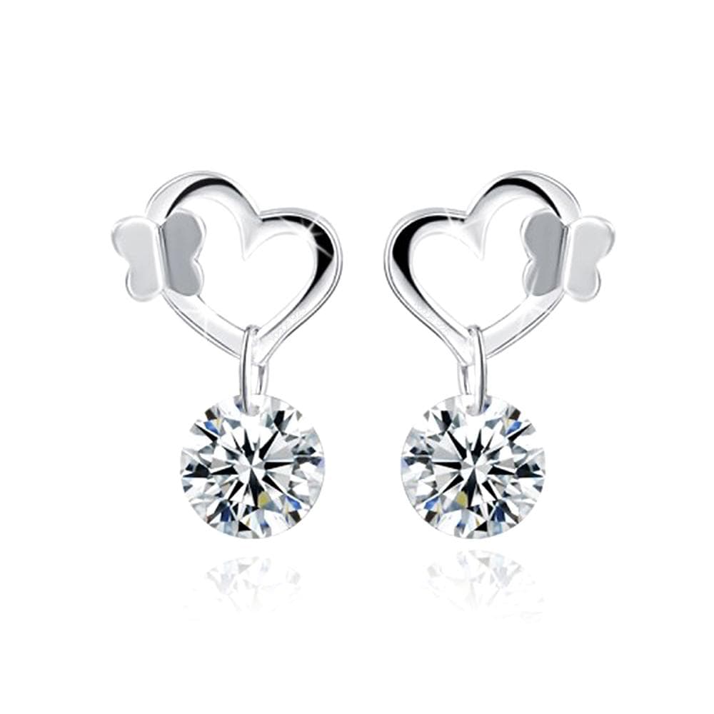 Solid 925 Sterling Silver Butterfly in Love Earrings - Brilliant Co