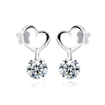 Solid 925 Sterling Silver Butterfly in Love Earrings - Brilliant Co