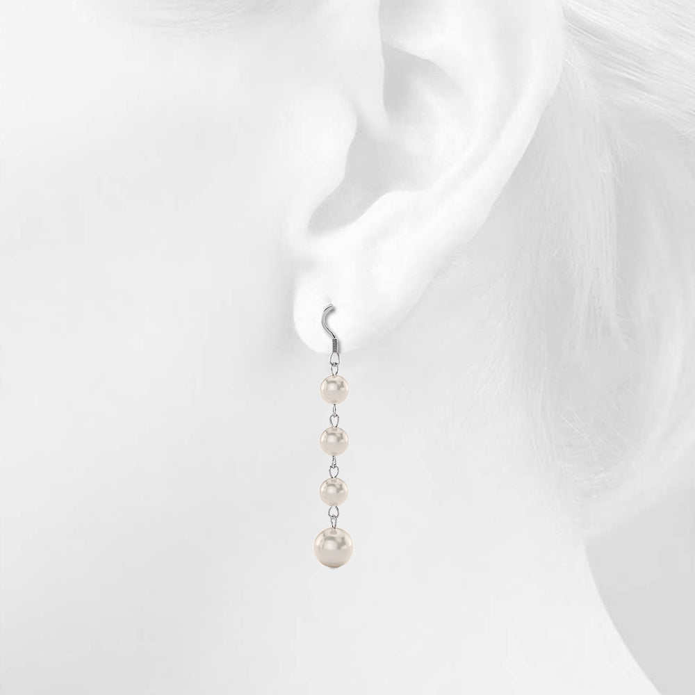 Solid 925 Sterling Silver Cascade Earrings Embellished with  Swarovski crystals Pearls