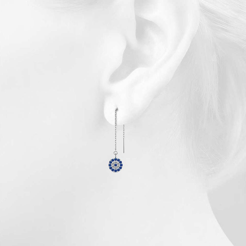 Solid 925 Sterling Silver Ideal Disc Threader Earrings