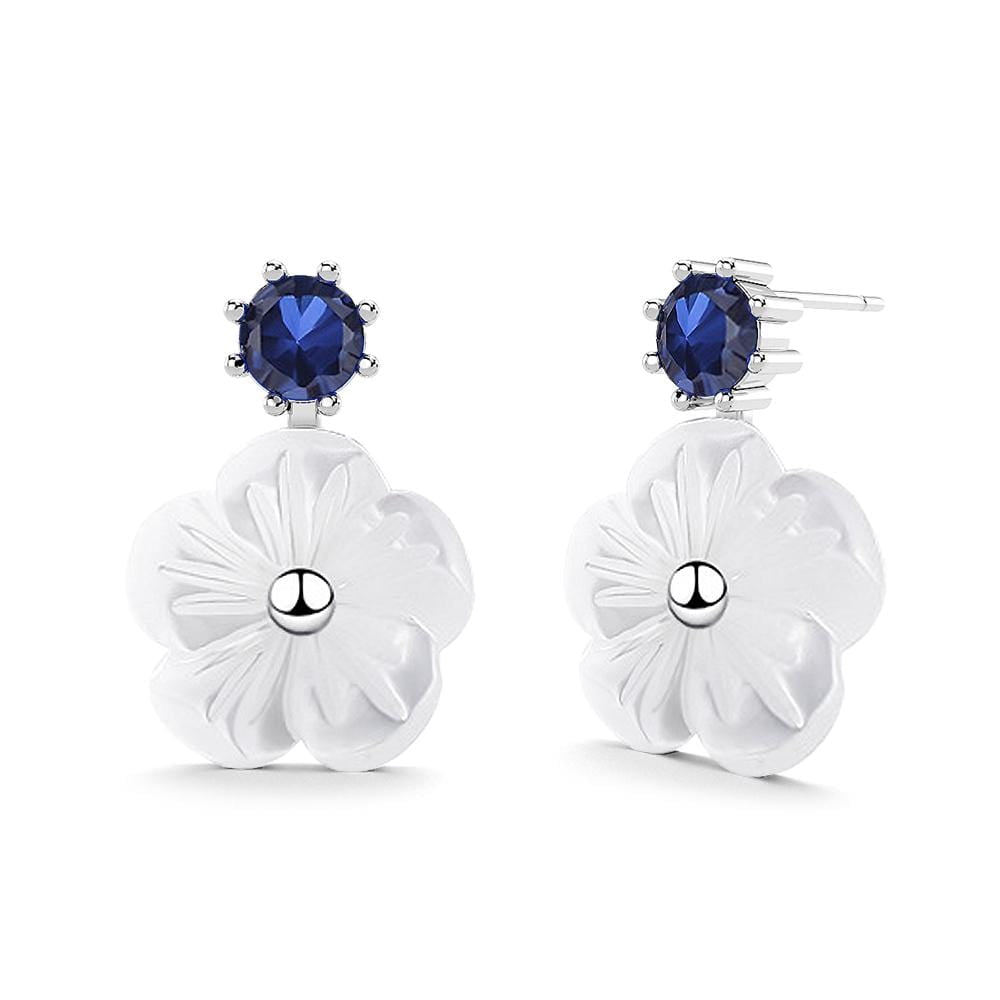 Solid 925 Sterling Silver White Floria Earrings - Brilliant Co